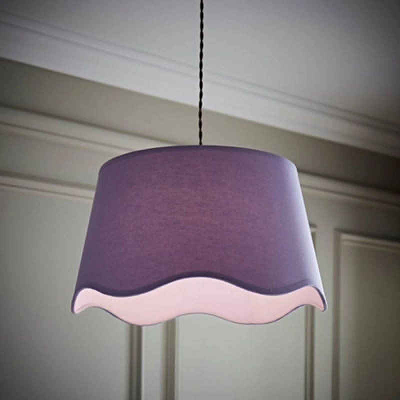 Image of ValueLights ValueLights Mabel Linen Large 30cm Scallop Edge with Trim Ceiling Light Lamp Shade in Lilac Lilac One Size Unisex 5016529273653