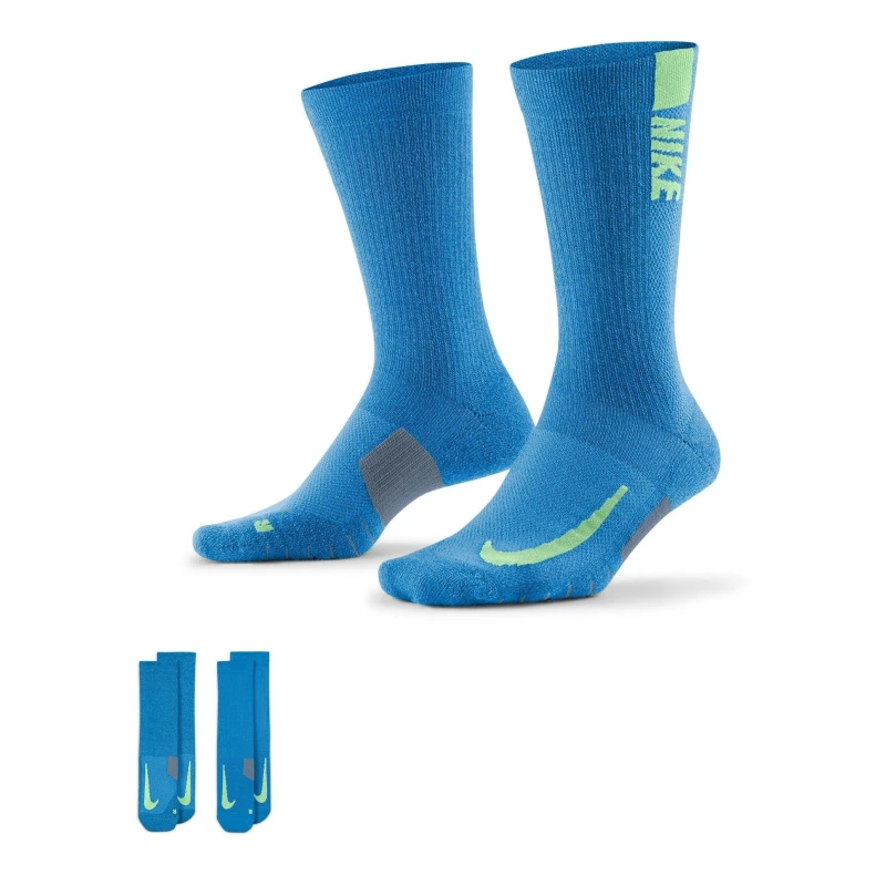 Image of Nike Multiplier Crew Running Socks 2 Pack Unisex Adults Multi-Color unisex SM (2.5-5)