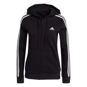 Image of adidas Essentials Fleece 3-Stripes Full-Zip Hoodie Womens - Black