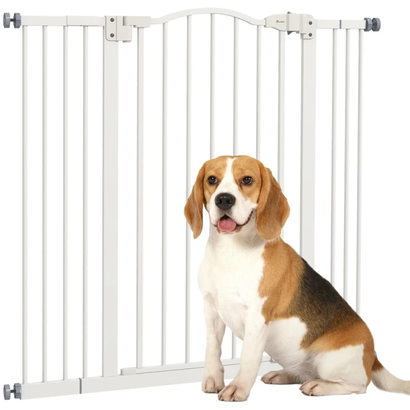 Image of PawHut 74-100cm Adjustable Metal Pet Gate w/Auto-Close White D06-094V03WT