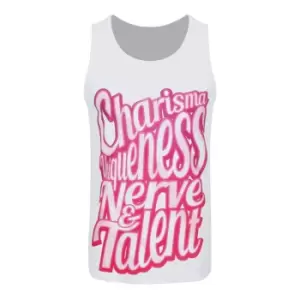 Image of Grindstore Mens Charisma Uniqueness Nerve and Talent Sub Vest (M) (White/Pink)