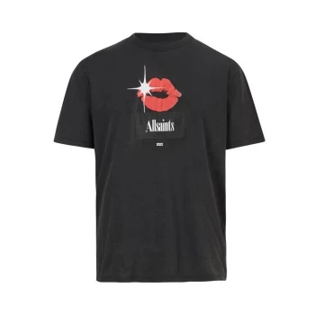 Image of AllSaints Kiss Crew T Shirt - Black