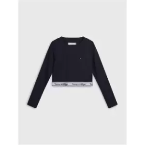 Image of Tommy Hilfiger Tommy Tape Rib Crop Top - Blue