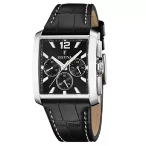 Image of Festina F20636/4 Mens Chronograph Black Leather Strap Wristwatch