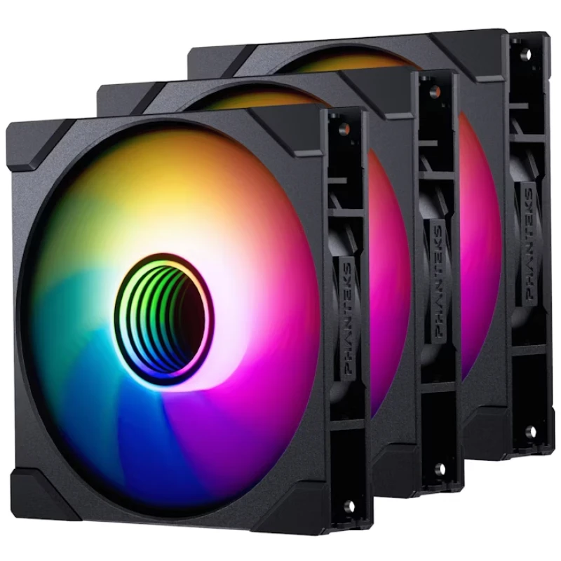 Image of Phanteks M25 Gen2 140mm DRGB Reverse Airflow PWM Triple Fan Pack- Black - PH-F140M25R_G2_DBK01_3P