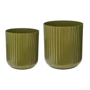 Image of Hudson Green Corrugated Planters, Set of Two