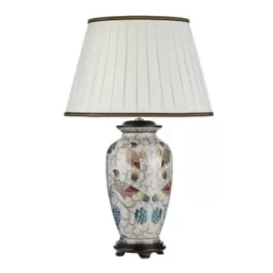 Image of Table Lamp Ivory with Black and Gold trim Shade Cream LED E27 60W Bulb