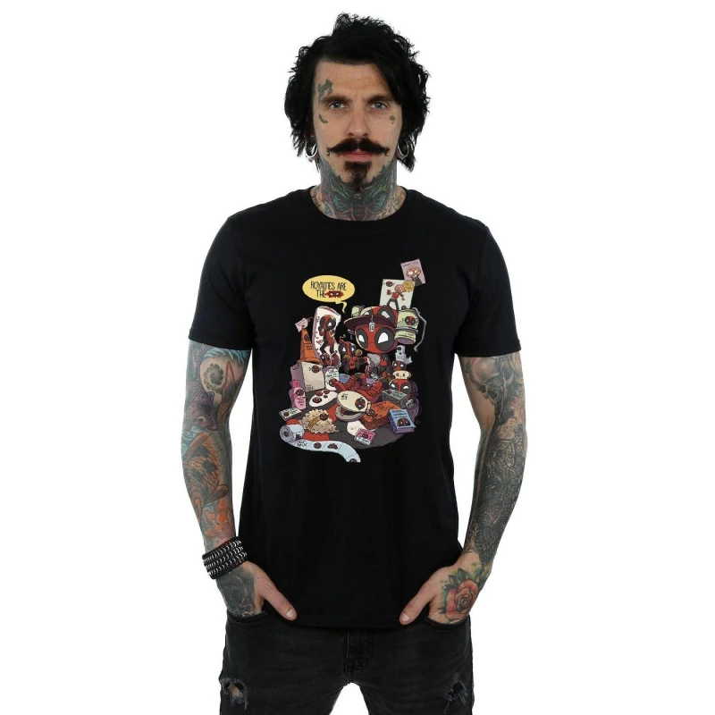 Image of Marvel Marvel Men Deadpool Merchandise Royalties T-Shirt in Black Size: Small Black S Male 5057736833414