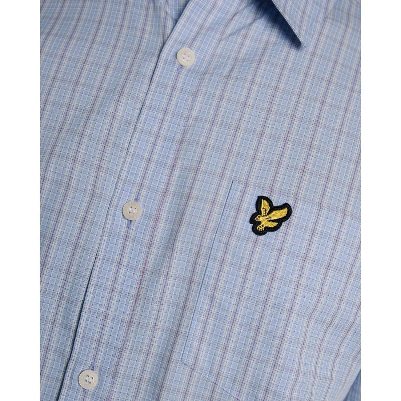 Image of Lyle and Scott Lyle Check SS Shirt Sn63 Chalk Blue W444 male L