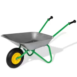 Image of Robbie Toys Kid's Wheelbarrow with Front Pneumatic Tyre - Silver/Green