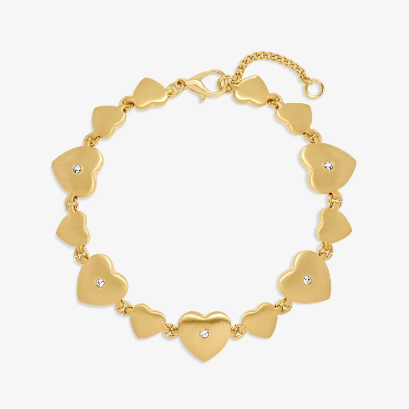 Image of Jon Richard Gold Plated Heart & Crystal Bracelet - Gift Pouch Gold female One Size
