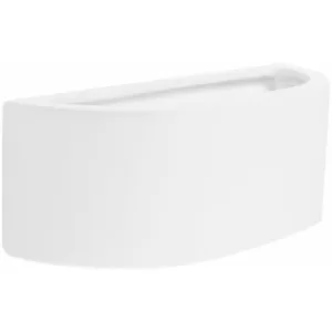 Image of Wall Light Curved White Ceramic Uplighter Lighting