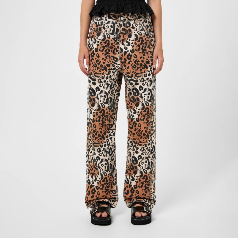 Image of Hugo Hisanna Leopard Trousers - Multi Multi 8