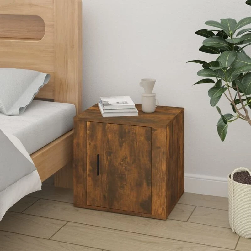 Image of vidaXL Bedside Cabinet Smoked Oak 50x39x47 cm, Brown 816698