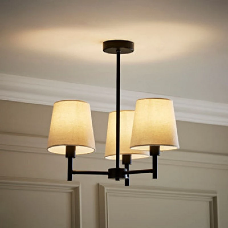 Image of ValueLights ValueLights Kincaid 3 Arm Tapered Shade Chandelier Style Ceiling Light in Black One Size Unisex 5016529274261