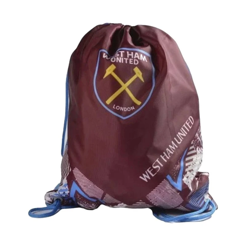 Image of West Ham United FC Mens Vector Gym Drawstring Bag in Dark Red Dark Red Male