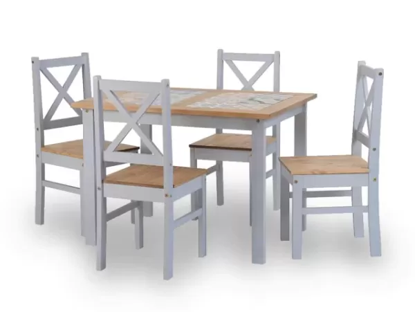 Image of Seconique Salvador Grey and Tile Dining Table and 4 Chair Set