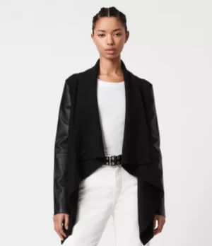 Image of AllSaints Womens Lucia Merino Wool Cardigan, Black, Size: S