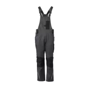 Image of James and Nicholson Unisex Workwear Pants with Bib (44R) (Carbon Grey/Black)