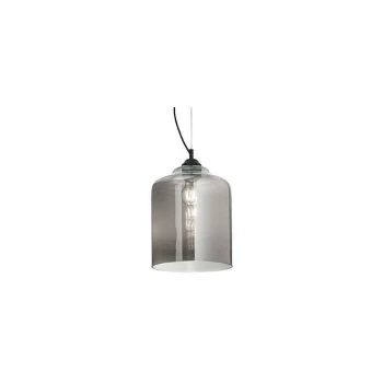Image of Ideal Lux Lighting - Ideal Lux Bistro' - 1 Light Dome Ceiling Pendant Black, Smokey Grey, Glass Square, E27