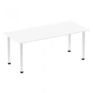 Image of Impulse 1800mm Straight Table White Top Chrome Post Leg I003599