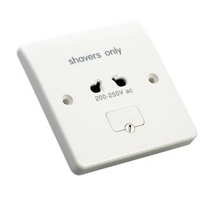 Image of MK Raised Screwed White Dual Shaver socket