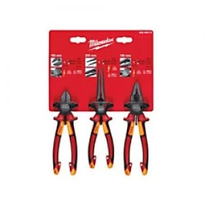 Image of Milwaukee Plier Set 4932464575 Forged Alloy Steel Red, Yellow Pack of 3