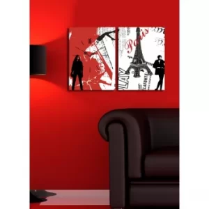 Image of 2P3040CS-140 Multicolor Decorative Canvas Wall Clock (2 Pieces)