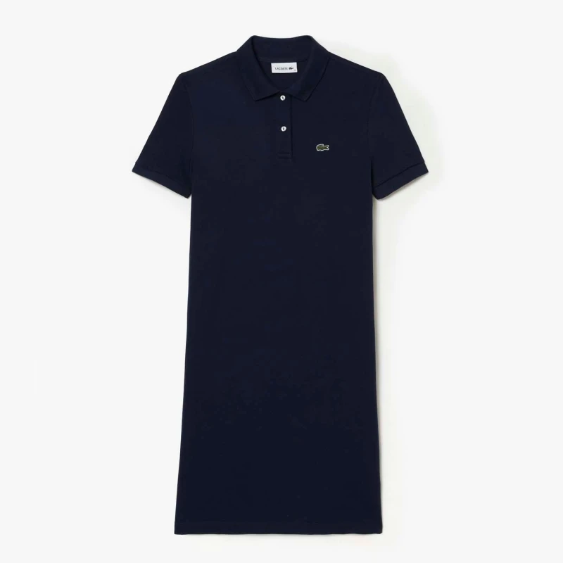Image of Lacoste Supple Petit Piqu Polo Dress - Blue Blue 8