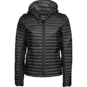 Image of Tee Jays Womens/Ladies Crossover Hooded Padded Outdoor Jacket (S) (Black Melange)