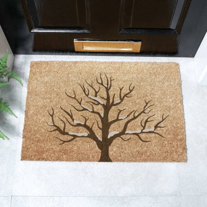 Image of Artsy Doormats Snowy Tree Coir Doormat (60 X 40Cm)