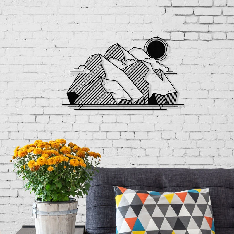 Image of Decortie View No. 18 Modern Metal Wall Art Home Decorative Minimalist Hanging Wall Sculpture, Black