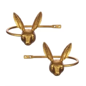Image of Pair of Gold Rabbit Tiebacks