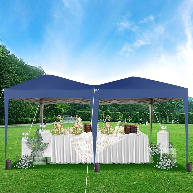 Image of MCC DIRECT Pop-up Gazebo 3m x 6m with Wind Bars & 6 Weight Bags & Silver Protective Layer Waterproof Marquee Canopy Blue ns GZ1211