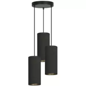 Image of Emibig Bente Black Cluster Pendant Ceiling Light with Black Fabric Shades, 3x E14