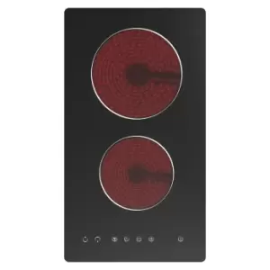 Image of Culina UBTC30FLC 30cm 2 Zone Ceramic Domino Hob in Black Glass