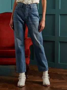 Image of Superdry Dry Japanese Straight Pants - Blue, Size 26, Inside Leg 30, Women