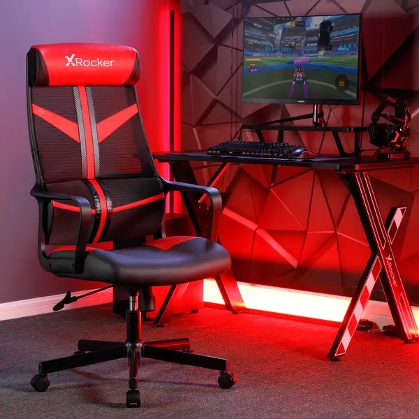 Image of X Rocker Helix Mesh Office Gaming Chair Red