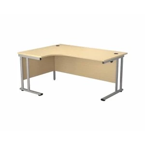 Image of TC Office Start Silver Cantilever Frame Left Hand Crescent Desk 1800x1200mm, Maple