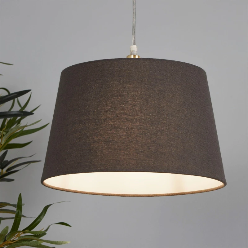 Image of Lighting Collection Linen Tapered Shade Charcoal unisex 30cm