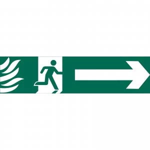Image of Draper Running Man Arrow Right Fire Safety Sign 200mm 50mm Standard