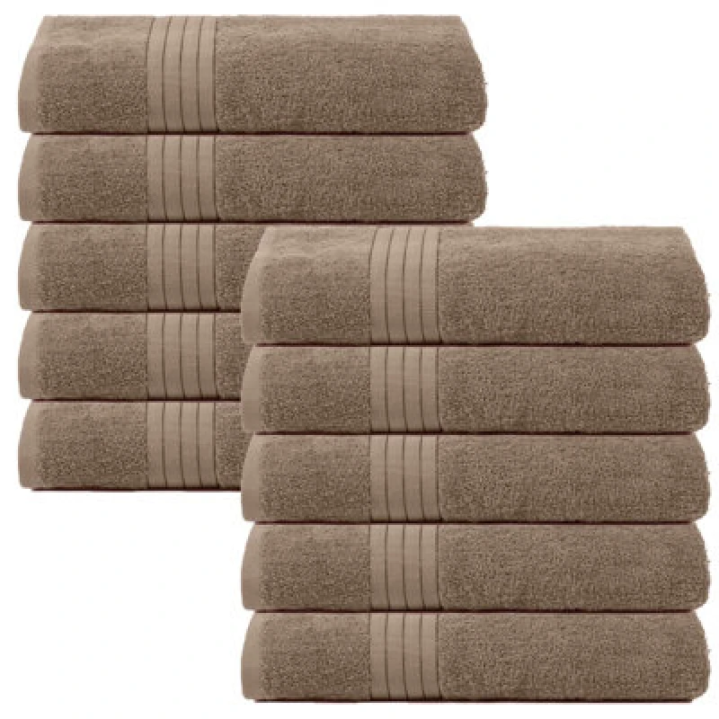 Image of OHS OHS 10 Pack of 100% Cotton Bath Sheet Bathroom Towel in Light Beige Light Beige Bath Sheet Unisex 5027434202942
