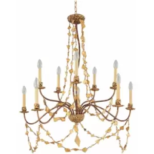 Image of 10 Bulb Chandelier Light Strands Mosaic Candle Shade Style Gold LED E14 60W