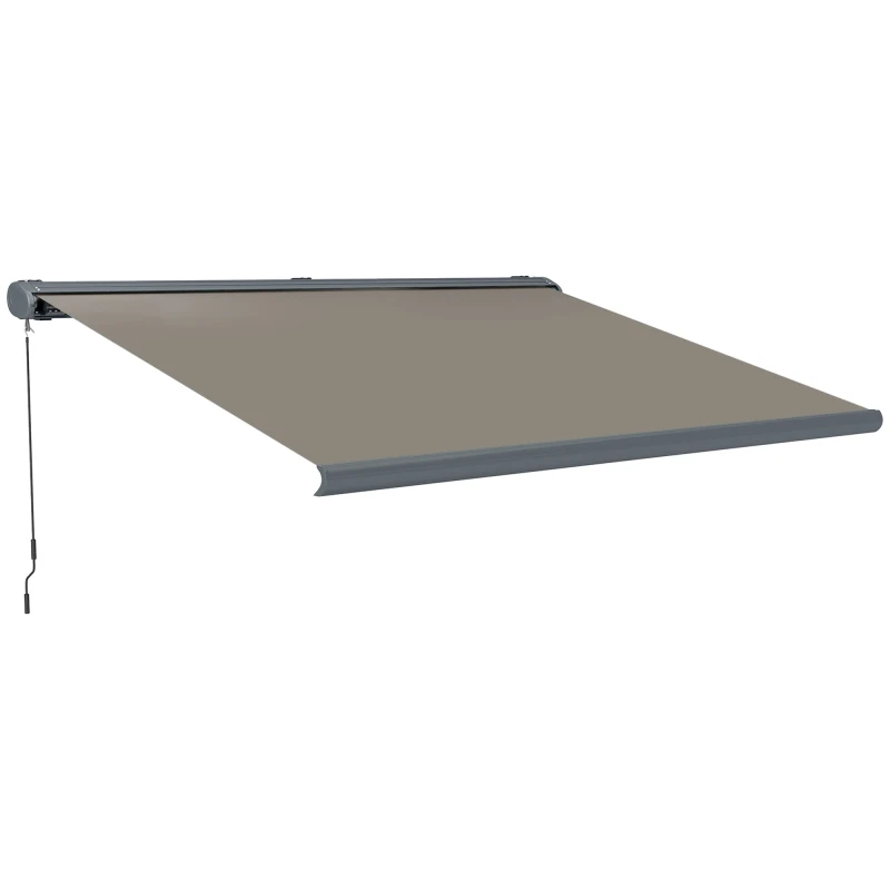 Image of Outsunny Outsunny 4x3(m) Full Cassette Electric Awning, Aluminium Frame - Light Grey
