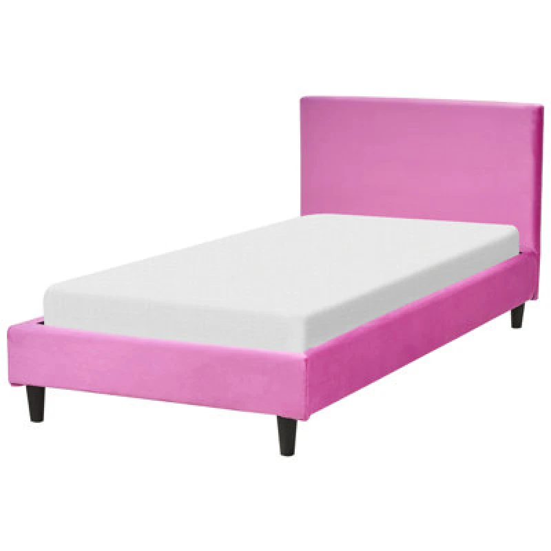 Image of Beliani Bed Velvet Fitou 90 X 200 Cm (Eu Single) Fuchsia Pink