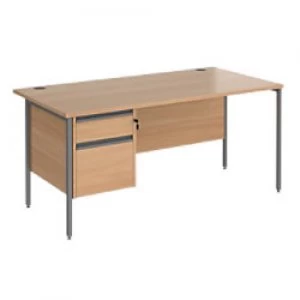 Image of Straight Desk with Beech Coloured MFC Top and Graphite H-Frame Legs and 2 Lockable Drawer Pedestal Contract 25 1600 x 800 x 725mm