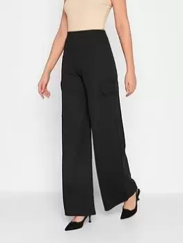 Image of Long Tall Sally Black Cargo Wide Leg Trouser 34 Inch, Black, Size 18, Women