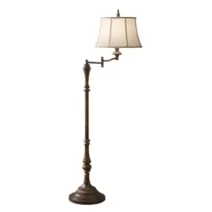 Image of Floor Lamp Multi Direction Moveable Swing Arm Desert Linen Fabric LED E27 60W