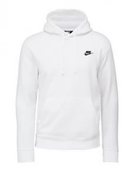Image of Nike Sportswear Club Fleece Overhead Hoodie - White/Black, Size L, Men