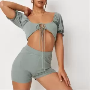 Image of Missguided Petite Co Ord Top - Green